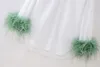 Женские блузки 2024, белая рубашка, женская зеленая рубашка на пуговицах с перьями, асимметричная блузка с длинным рукавом, элегантный шикарный женский топ для вечеринки