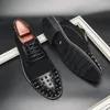 Dress Shoes Men Casual Fashion PU Leather With Metal Nail Lacing Durable European Black Sizes 38-48