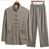 Vêtements ethniques En gros Chinois Tradition Set Hommes Casual Confort À Manches Longues Pyjama Printemps Automne Vintage Menswear Tang Costume