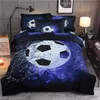 Conjuntos de cama Blue Flame Soccer Duvet Cover Set para Adolescentes Menino 3D Impressão Football Quilt Cover Set Full Size Fire and Ice Bedding Set Queen Size