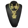 Collana Orecchini Set Gioielli con fiori grandi Ciondolo color oro Goccia Dubai Matrimonio africano per accessori donna