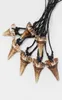 12Pcs Faux Yak Bone Brown Tooth Teeth Pendant Necklace Black Wax Cord Adjustable Necklace Jewellery8033013