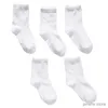 Kindersocken, 5 Paar, reinweiß, für Babys, Jungen, Mädchen, solide, atmungsaktive Baumwolle, Sport, Unisex, Kinder, Kindersocken, Baumwoll-Uniform-Socken