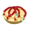 Bracelet de Style chinois, porte-bonheur élégant, perles rouges, pendentif en cacahuète, bijoux de charme pour femmes, cadeaux de Festival
