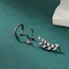 Rücken Ohrringe Punk Zirkon Blatt Set Für Frauen Rock Hip Clip Ohrring Vintage Kristall Ohr Manschette Knochen Schmuck Party zubehör