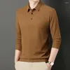 Men's Polos 8 Colors!2024 POLO Sweatshirt Plush Waffle Solid Casual Warm Long Sleeve T-shirt