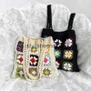 Shoulder Bags Womens Summer Handbag Boho Handmade Crochet Knit Hollow Large Capacity Beach Bag Bucket Tote Student PlaidH24217