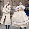 Women's Trench Coats 2024 Women Winter Jacket Korean Big Fur Collar Cotton Padded Wool Liner Parkas Coat Long Hooded Outwear