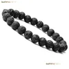 Perlenarmband aus schwarzem, natürlichem Lavastein, 8 mm, für Männer und Frauen, verstellbares Öl pro Diffusor, Heilung, Stretch, Yoga-Schmuck, Dr. Dhgarden Dhafy