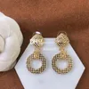 Gouden metalen oorbellen bungelt studs ontwerper brief vergulde oorbellen oordruppels met geschenkdoos Valentijnsdag verjaardagscadeau
