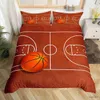 Bedding sets Basketball Court King Queen Duvet Cover Red Brick Wall Background Polyester Comforter Cover Retro Sports Ball Games Bedding Set