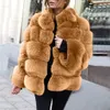 Pelliccia da donna 2024 Inverno Giacca corta calda Capispalla Manica lunga Peluche Cappotti spessi Cappotto finto di lusso da donna Cappotto nero