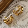 Boucles d'oreilles robustes en métal en forme de C de luxe léger à la mode pour femmes, boucles d'oreilles tendance vintage pour dames Boucles d'oreilles de créateur de luxe Bijoux pour femmes exquis de haute qualité