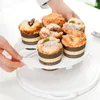 Plates Decorated Cake Showcase Portable 10 Cupcake Carrier With Lid Handle Transparent Storage Container Stand For Cakes Pies
