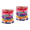 Charm Bracelets 24 Pcs Clay Bracelet Trendy Bohemian Beaded Elastic Stretch Polymer Flat Beads Miss