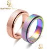 Klusterringar hög kvalitet 6mm colorf spinner ringar charm titan stål matt engagemang för kvinnor rostfria smycken hela dhgarden dhbb5