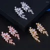 Baumeln Ohrringe Marquise Blume Zirkonia Kristall Irrtümer Für Frauen Trendy Shiny Blatt CZ Stein Elegante Hochzeit Schmuck Party Aretes