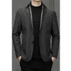 Young and Middleaged Men Leather Suit Business Leisure Striped Professional Jacket Coats 240201
