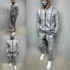 Men' 3D Plaid Sports Suit Gentlemen Sets Jacket Man Set Tracksuit Fitness Fashion Zipper 2 Pieces Men's Sets Sportswear Suit Men 240125