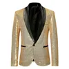 Shiny Gold Sequin Glitter Verfraaid Blazer Jas Mannen Nachtclub Prom Pak Jassen Heren Kostuum Homme Stadium Kleding Voor zangers 240125