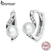 925 Sterling Silver Quality Shell Pearl Ear Buckles Zircon Geometric Earrings For Women Födelsedag Fina smycken BSE710 240119