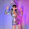 Stage Wear Tech Style Silver Laser Dress Donna Party Gogo Dance Costume Festival Outfit Cantante femminile Ballerina Dj Clubwear XS6909