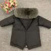 En bas manteau hiver enfants bébé enfants garçons et filles épais veste collier de fourrure naturelle