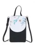 Evening Bags Women Floral Printed Black Cell Phone Purse Adjustable Strap Vintage Card Holder Lightweight PU Leather Waterproof