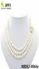 Mode Charme 3 Rijen 78mm Natuurlijke Witte Akoya Gekweekte Parels Ketting Sieraden Gouden Knop Vrouw Bruiloft Kerstcadeau AAA 17194135842