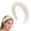 Hair Clips Pearl Headband Cute Thick Crystal Bridal Fashion Full White Shiny Women Girls Non Slip Elastic Accessories Fancy Glitter