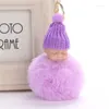 Porte-clés Dormir bébé poupée porte-clés pompon boule de fourrure voiture porte-clés porte-clés femmes titulaire sac pendentif charme accessoire bijoux 6C0128