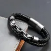 Charm Bracelets Braid Rope Bracelet For Men Stainless Steel Magnetic Buckle Thick Chain & Bangles Male Female Jewelry