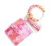 DHL Silicone Bead Bracelet Card Bag PU Valentine's Day Love Women's Wallet Purse Leather Tassel Keychain Z 2.17 0417