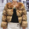 Faux Fur Płaszcz Kurtka damska zima moda ciepła gruba lis skórzana brązowa brązowy plus, zwłaszcza fałszywy futra zimna płaszcz 240125