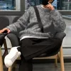 Suéteres para hombres Invierno Hombres Suéter Grueso Cuello redondo Retro Suave Cálido Elástico Anti-encogimiento Manga larga Jersey de punto Longitud media