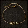 Chaîne Nouvel acier inoxydable élégant signe du zodiaque étoile 12 constellations bracelet vieille lettre anglaise pendentifs chaîne bijoux Bir Dhgarden Dhhxo