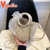 Bolsas de ombro Yogodlns Palha Mulheres Verão e-Tecido Raan Bolsa andmade Bolsa de Vime Beac Boemia Bali andbag bolsos mimbreH24217