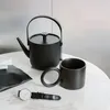 Tassen AT14 Kaffeetasse mit großem Ohrring-Cup-Griff, hochtemperaturbeständige Keramik, für Zuhause, Büro, Wasser, Teetassen