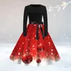 Casual Dresses Christmas Classic For Women Long Sleeve O Neck Dress With Belt Swing Cocktail Party Halloween Girl