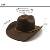 Chapeaux de Cowboy pour femmes et hommes, casquettes de Cowgirl occidentales en laine, 5758cm, couleur unie, bretelles tressées, Style Simple, NZ0104 240130