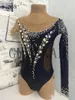 Stage Wear Irregular Sleeves Luxurious Rhinestone Figure Skating Dress Gymnastics Costume Ballet Dancewear Acrobatic Performance Costumes