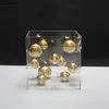 Abstract Metal Ball Artwork Square Transparent Box Desk Decoration Ornament Modern sfäricitet Hantverk Rum Estetik Dekor 240124