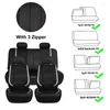 Car Seat Covers AUTO PLUS Artificial Leather With Bright PVC Sheet 3 Zipper Accessories Interior Cushion Protector