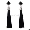 Dangle & Chandelier High Quality Boho Rhinestone Tassel Earring For Women Long Vintage Sliver Ethnic Dangle Fashion Jewelry Dhgarden Dhufu