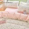 Ins Pink Flowers Bianchetto da letto piatto Foglio per letti copripiumino Twin Full Queen Nordic Linen Boy Girl Sets Cherry 240131