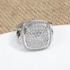 Cluster Rings 2024 DY Cross Border Square 17MM Zircon Imitation Diamond European And American Style Twisted Wire 925 Silver Ring Gift