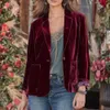 Manica lunga Tasche grandi Bottone singolo Cappotto da donna Cardigan Giacca Autunno Inverno Velluto dorato Risvolto Giacca da ufficio Giacca da lavoro 240202