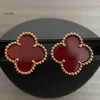 U4TS Van Clover Cleef Boucle d'oreille Designer Boucles d'oreilles Stud Boucles d'oreilles Designer de luxe Boucle d'oreille Trèfle Perle Nacre Plaqué or 18 carats Agate Boucle d'oreille Fête des Mères Partie