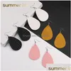 Dangle Lustre Pu En Cuir Teardrop Déclaration Boucles D'oreilles Pour Femmes Fille Double Côté Goutte Dangle Créateur De Mode Bijoux Dhgarden Dhxhp