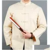 Ethnische Kleidung Traditioneller chinesischer Langarm-Tang-Anzug aus Baumwolle Wu Shu Tai Chi Top Shaolin Wing Chun Hemd Kostüme Kampfsport Drop Oteva